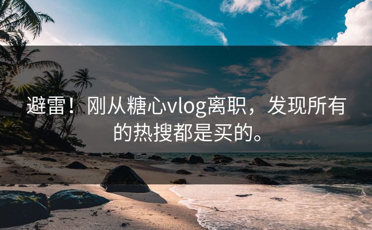 避雷！刚从糖心vlog离职，发现所有的热搜都是买的。