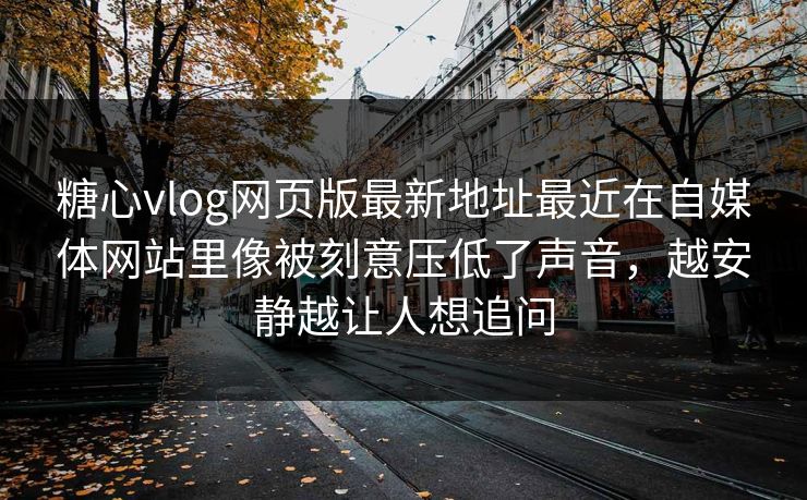 糖心vlog网页版最新地址最近在自媒体网站里像被刻意压低了声音，越安静越让人想追问