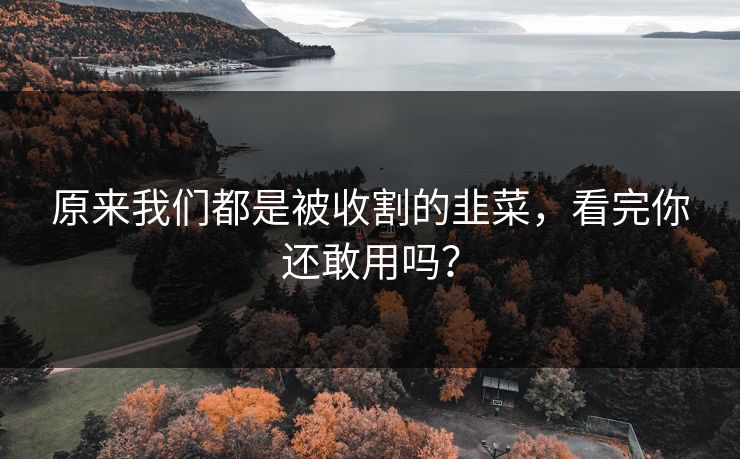 原来我们都是被收割的韭菜，看完你还敢用吗？