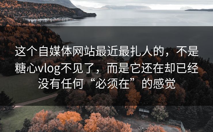 这个自媒体网站最近最扎人的，不是糖心vlog不见了，而是它还在却已经没有任何“必须在”的感觉